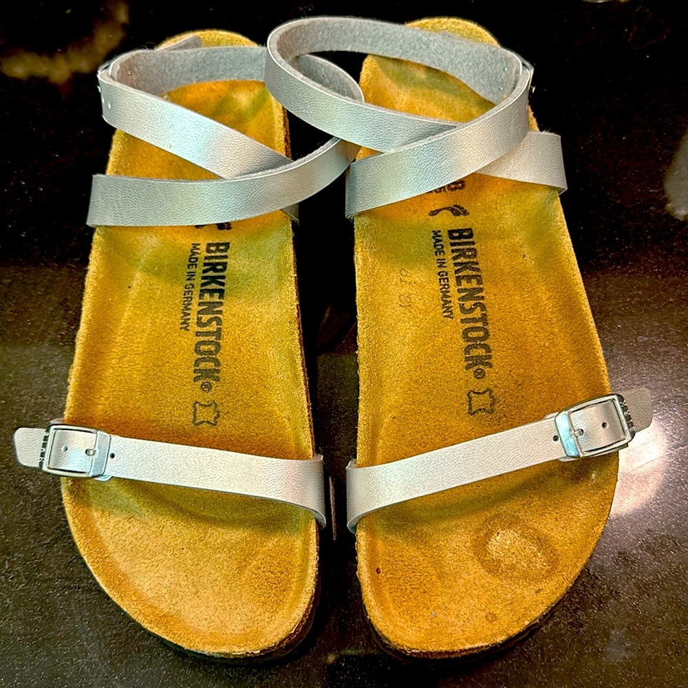 Birkenstock Sandals. Silver. Size 38 Excellent Condition.